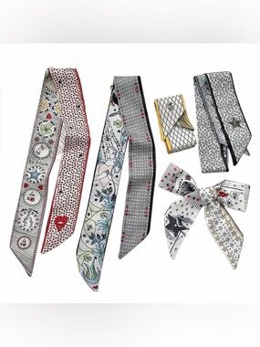 Set of 6 Mystic Oracle Silk Twillies ✦ Whimsigoth Tarot Scarf Celestial Witchy